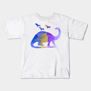 Brontosaurus and bats Kids T-Shirt